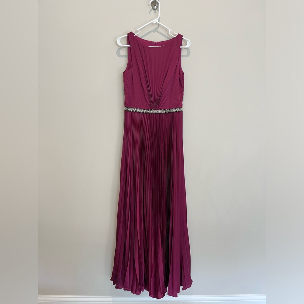 Ieena for Mac Duggal Crystal Pleated Satin A-Line Gown - Picture 5 of 9